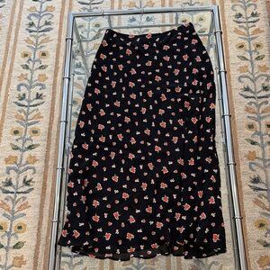 Boden Elegant Black Floral Maxi Skirt